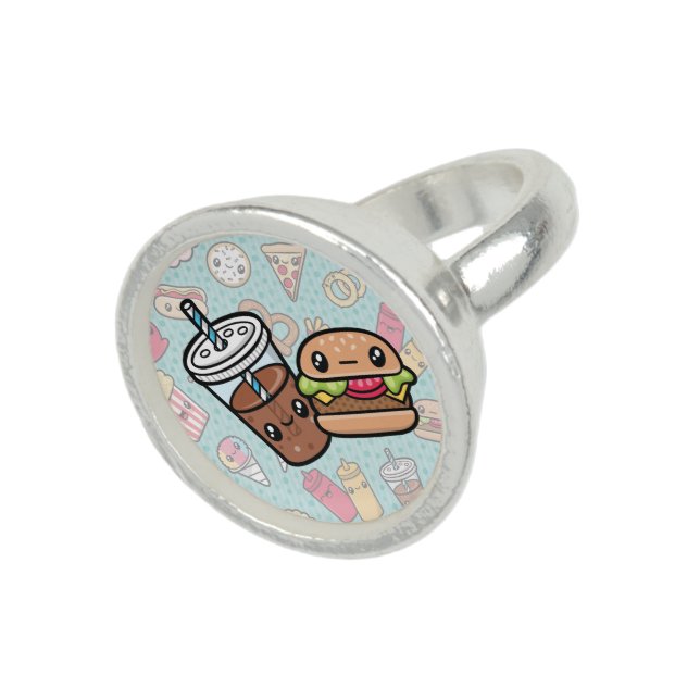 Cute Junk Food burger and soda ring (Top)