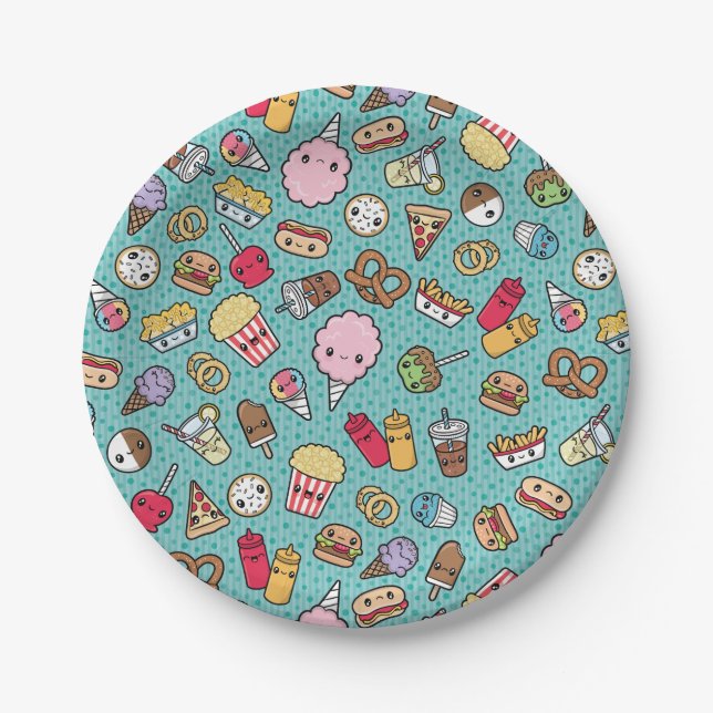 Cute Junk Food Paper Plates (Front)