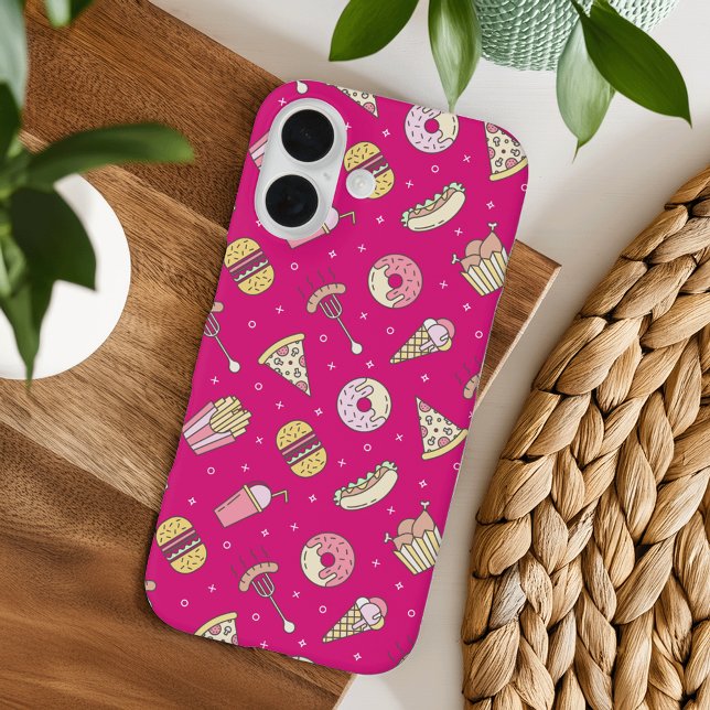 Cute Junk Food Pattern on Pink | Case-Mate iPhone Case (Creator Uploaded)