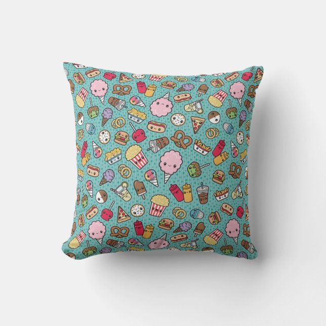 Cute Junk Food Throw Pillow (Front)