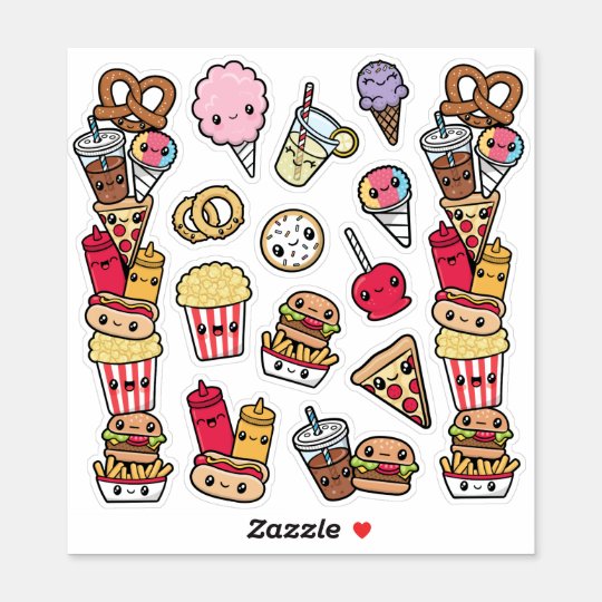 Cute Junk Food Vinyl Sticker | Zazzle.com