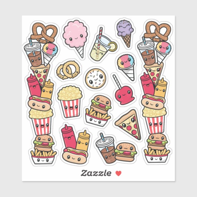 Cute Junk Food Vinyl Sticker (Sheet)