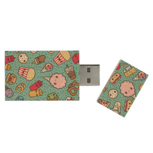 Cute Junk Food Wood Flash Drive