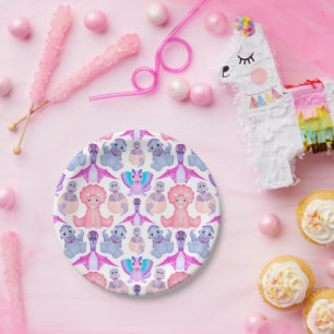 Cute Jurassic Girls Birthday Pink Dinosaur Paper Plates
