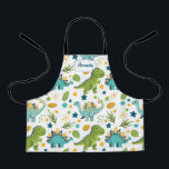 Cute Jurassic T Rex Kids Name Dinosaur Apron<br><div class="desc">Cute Jurassic T Rex Kids Name Dinosaur Apron</div>