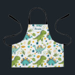 Cute Jurassic T Rex Kids Name Dinosaur Apron<br><div class="desc">Cute Jurassic T Rex Kids Name Dinosaur Apron</div>