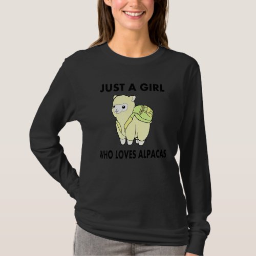 Cute Just A Girl Who Loves Alpacas T_Shirt