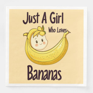 Cute Just A Girl Who Loves Bananas Fruit Lover Paper Dinner Napkins