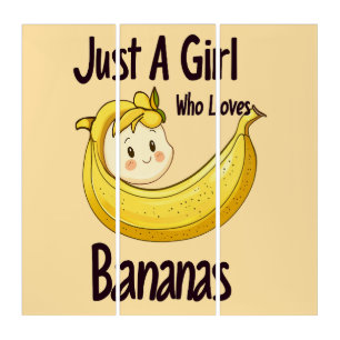 Cute Just A Girl Who Loves Bananas Fruit Lover Triptych