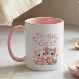 Cute Just a Girl Who Loves Cats Cute Coffee Mug