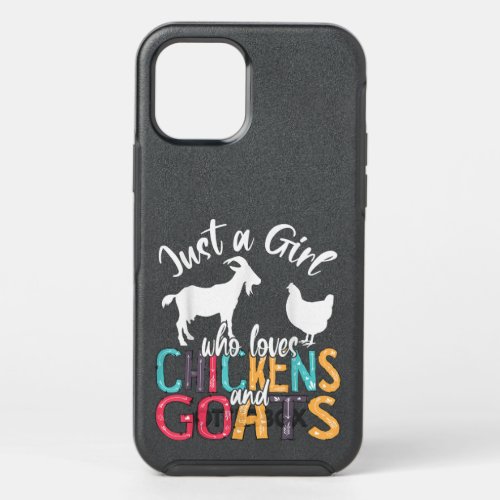 Cute Just A Girl Who Loves Chickens Goats Farmer G OtterBox Symmetry iPhone 12 Pro Case