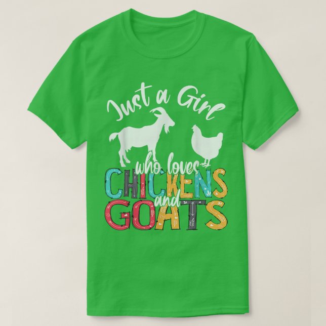 Cute Just A Girl Who Loves Chickens Goats Farmer G T-Shirt (Design Front)