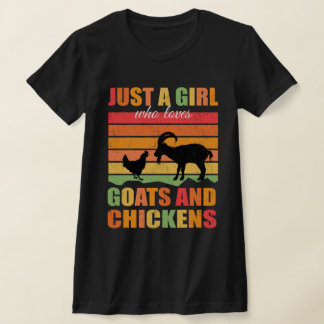 Cute Just A Girl Who Loves Chickens Goats Farmer T-Shirt