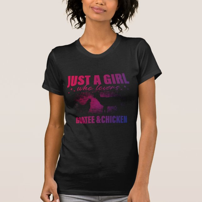 Cute Just A Girl Who Loves Chickens Goats Farmer T-Shirt (Front)