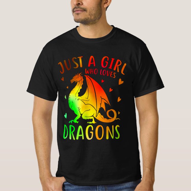 Cute Just A Girl Who Loves Dragons T-Shirt (Front)