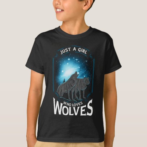 Cute Just A Girl Who Loves Wolves Lone Wolf T_Shirt