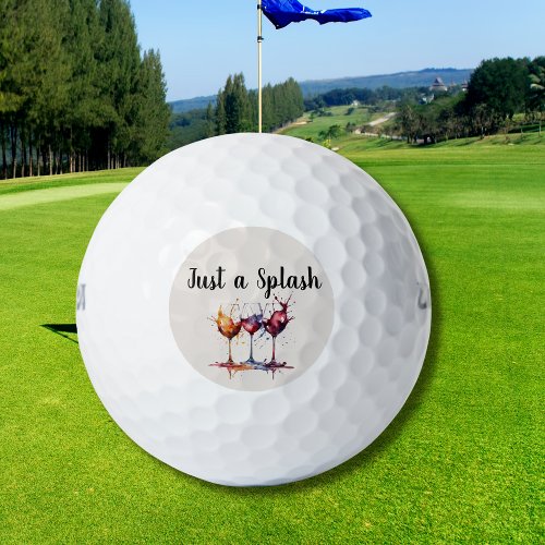 Cute Just a Splash of Wine Watercolor  Golf Balls