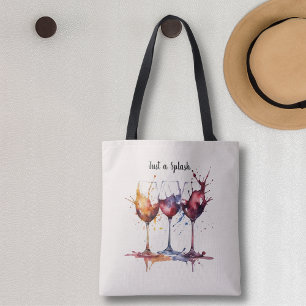 Cute Just a Splash of Wine Watercolor Tote Bag