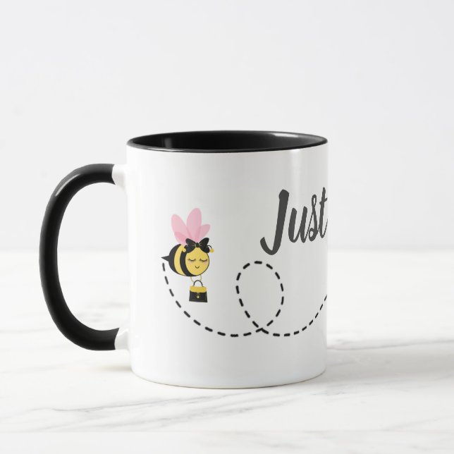 Cute Just Bee Custom Black White  Mug (Left)