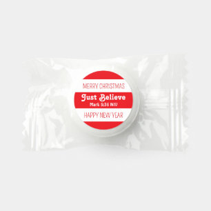 Cute Just Believe Red and White Striped Christmas Life Saver® Mints