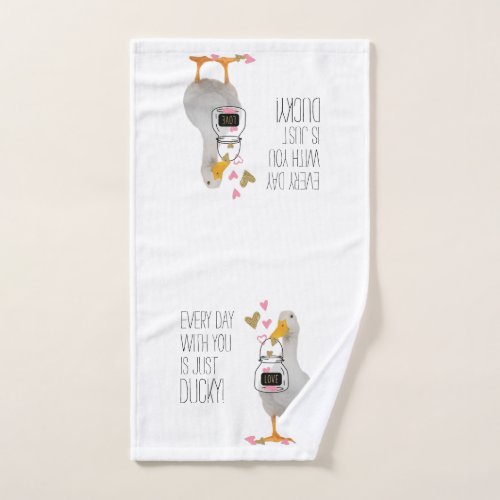 Cute Just Ducky Valentine Hand Towel