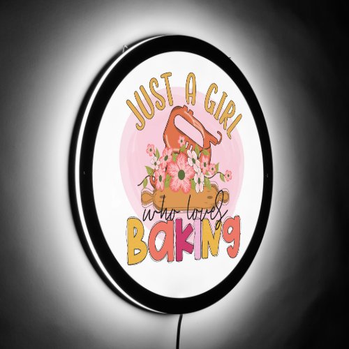 cute just girl loves baking kitchen LED sign