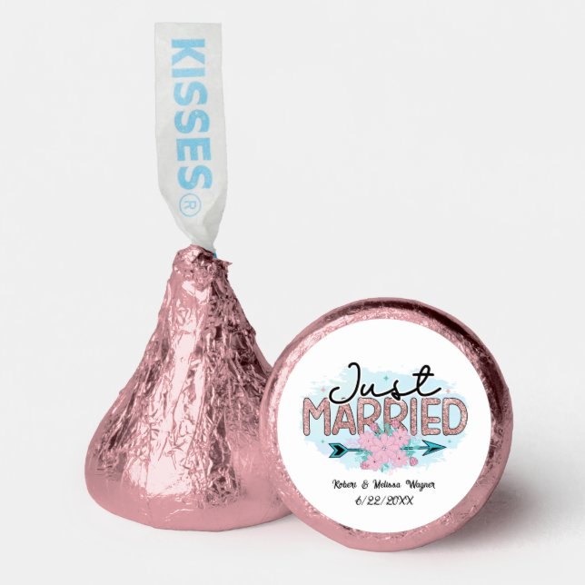 Cute just married add names & date  hershey®'s kisses® (Front)