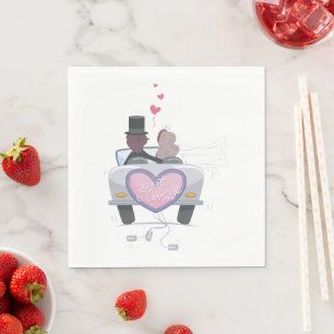 Cute Just Married Couple in Getaway Car Napkins
