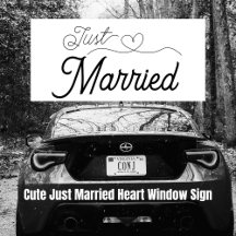 Cute Just Married Heart black script