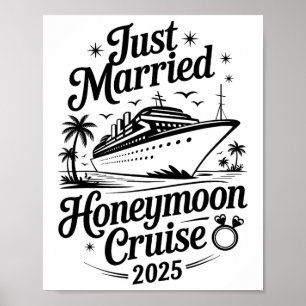 Cute Just Married Honeymoon Cruise 2025 Newlyweds Poster