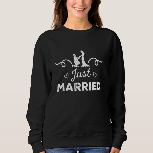 Cute Just Married Marriage Proposal Brides Sweatshirt (Front)