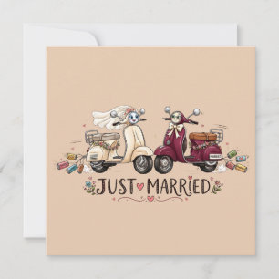 Cute Just Married Scooters Wedding Gift Card