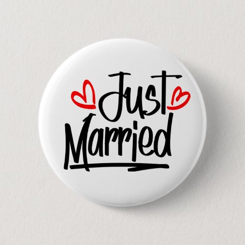 Cute Just Married Wedding Newlywed Bride MRS Button