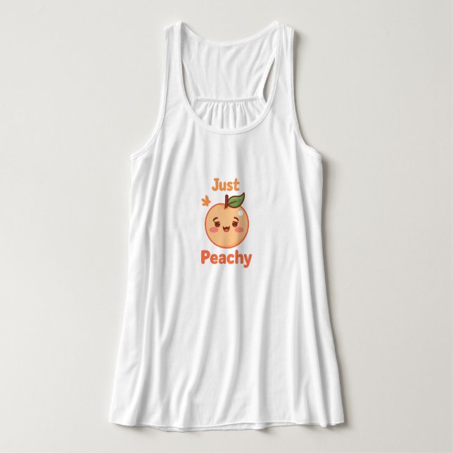 Cute "Just Peachy" Kawaii Fruit Tank Top (Design Front)