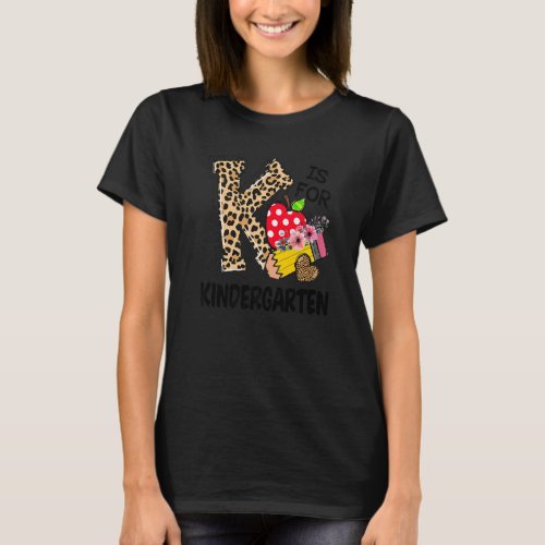 Cute K Is For Kindergarten Teacher Leopard Print T T_Shirt