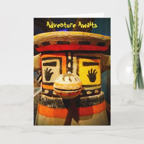 Cute Kachina Face Photo Adventure Awaits Funny Card