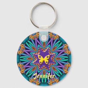 Cute kaleidoscope Ketchain with Name & Butterfly Keychain