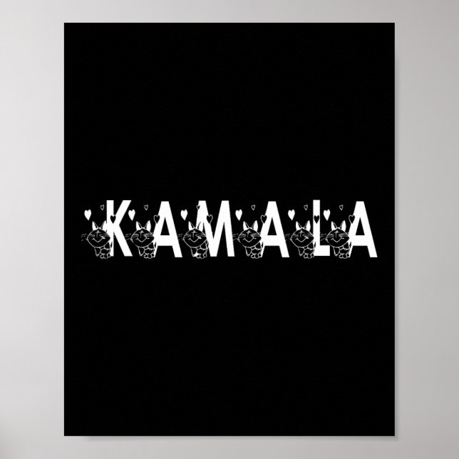 Cute Kamala Cat Letter Font Graphic  Poster (Front)