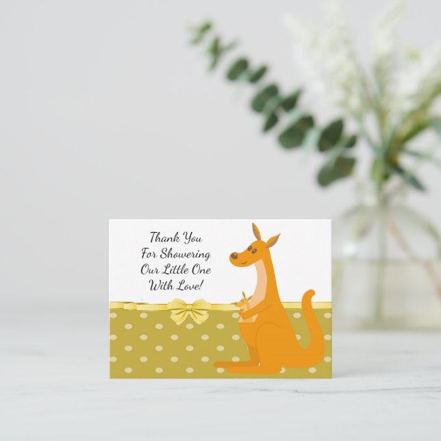 Cute Kangaroo And Her Baby Thank You Card (Standing Front)