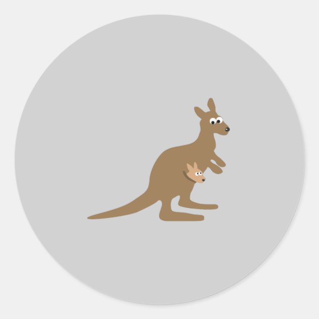 Cute Kangaroo and Joey Classic Round Sticker (Front)