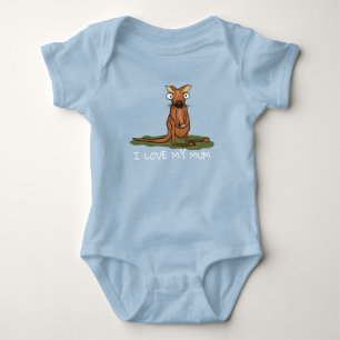Cute Kangaroo and Joey "I Love my Mum" T-Shirt Baby Bodysuit