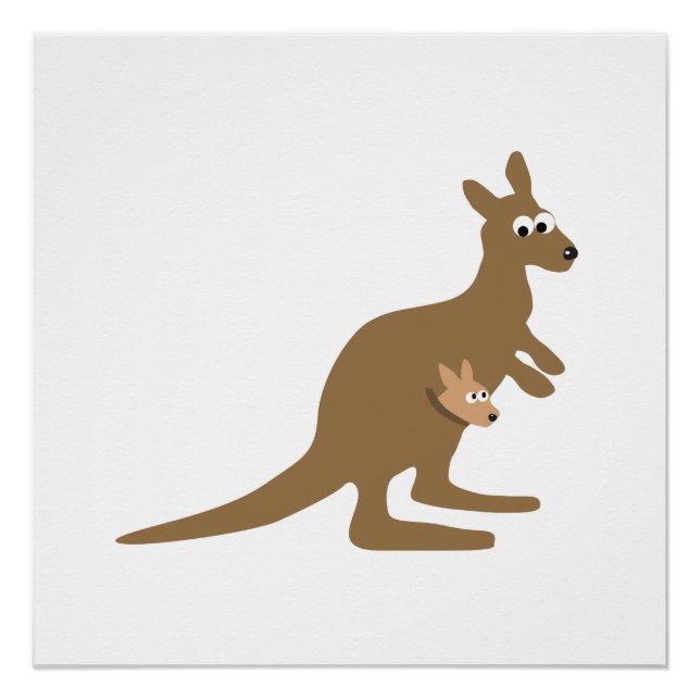Cute Kangaroo and Joey Poster (Front)