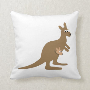 Cute Kangaroo and Joey Throw Pillow