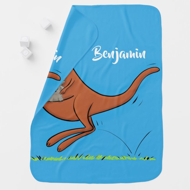Cute kangaroo and koalas cartoon illustration baby blanket (In Situ)