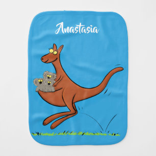 Cute kangaroo and koalas cartoon illustration baby burp cloth