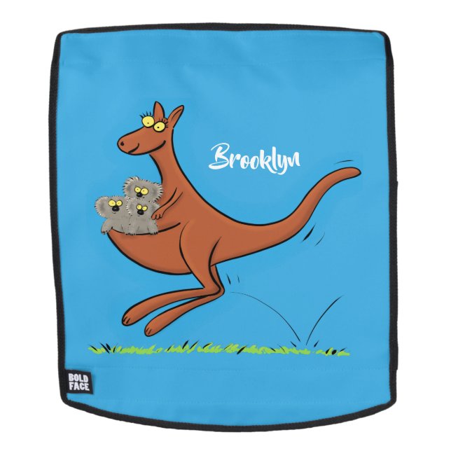 Cute kangaroo and koalas cartoon illustration backpack (Removable Face)
