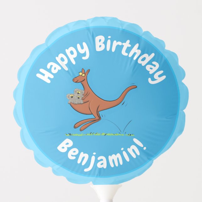 Cute kangaroo and koalas cartoon illustration balloon (Front)