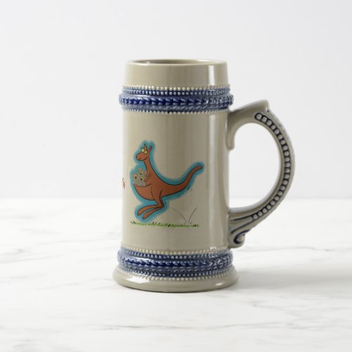 Cute kangaroo and koalas cartoon illustration beer stein