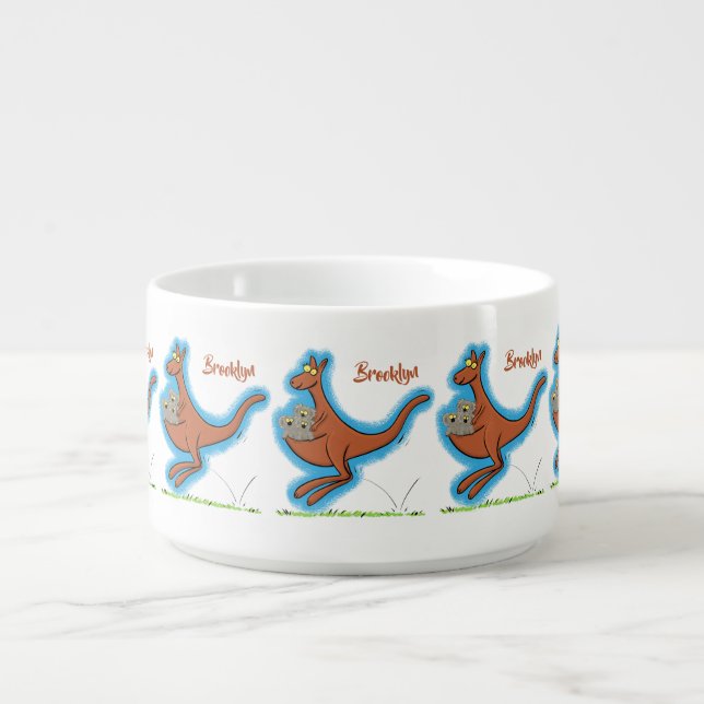 Cute kangaroo and koalas cartoon illustration bowl (Center)
