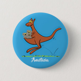 Cute kangaroo and koalas cartoon illustration button